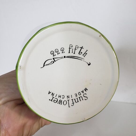 222 Fifth Yellow Sunflower Tall Margarita Glass Large Tropical Coastal - Picture 3 of 7